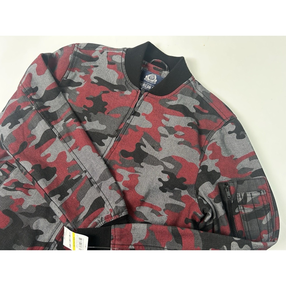 American Rag Men's Medium Long Sleeve Full Zip Red & Gray Camouflage Jacket